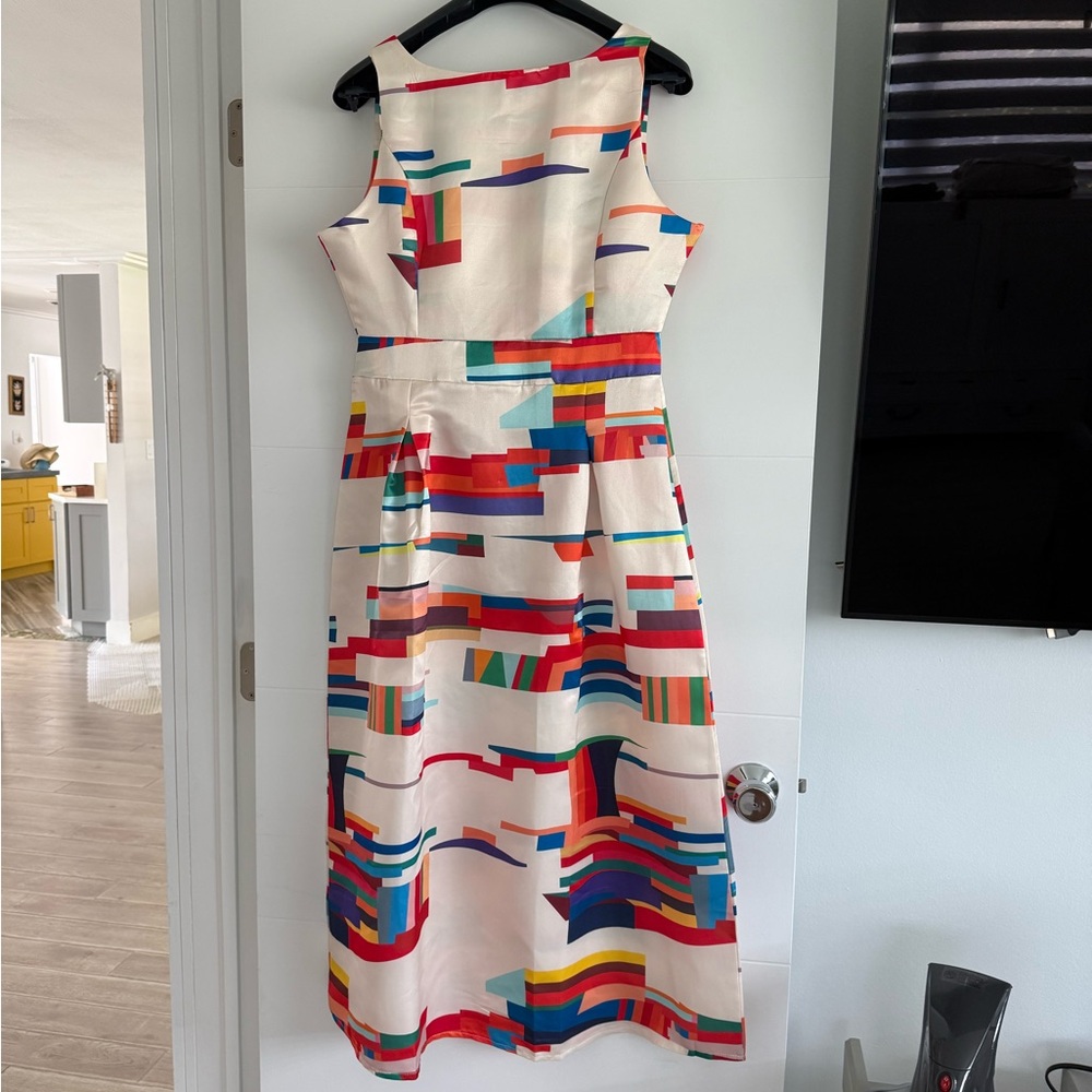 Colorful Abstract Print Sleeveless Dress